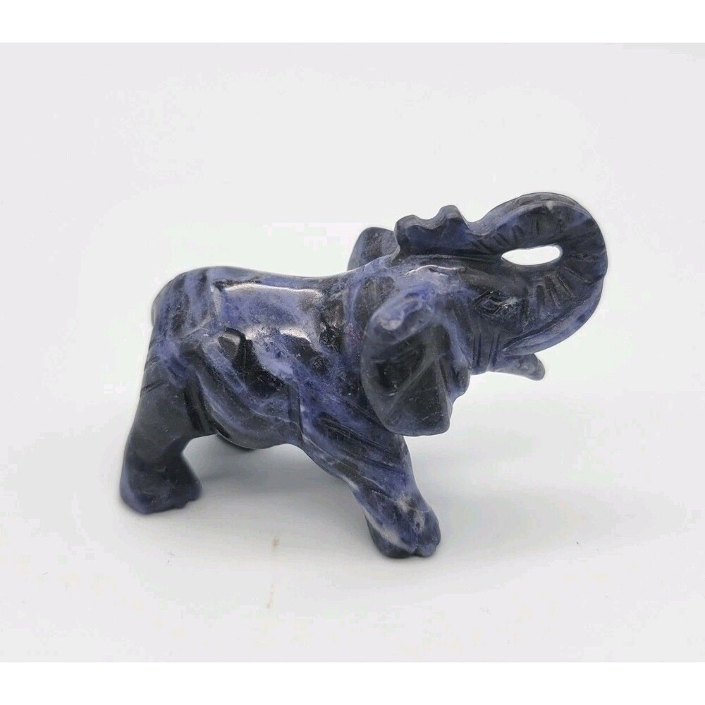 2" Elephant Natural Blue Sodalite Crystal Carved Healing Reiki Animal Figurine